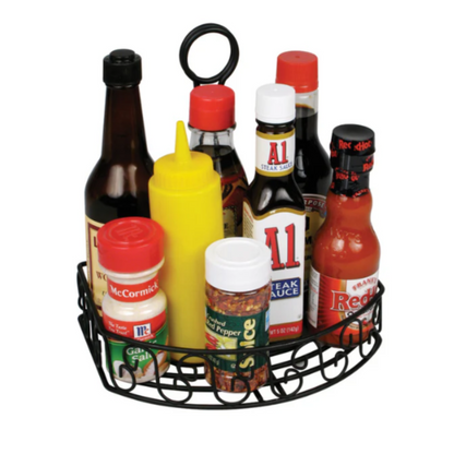 Winco Wire Condiment Caddy Black - WBKH-6SB