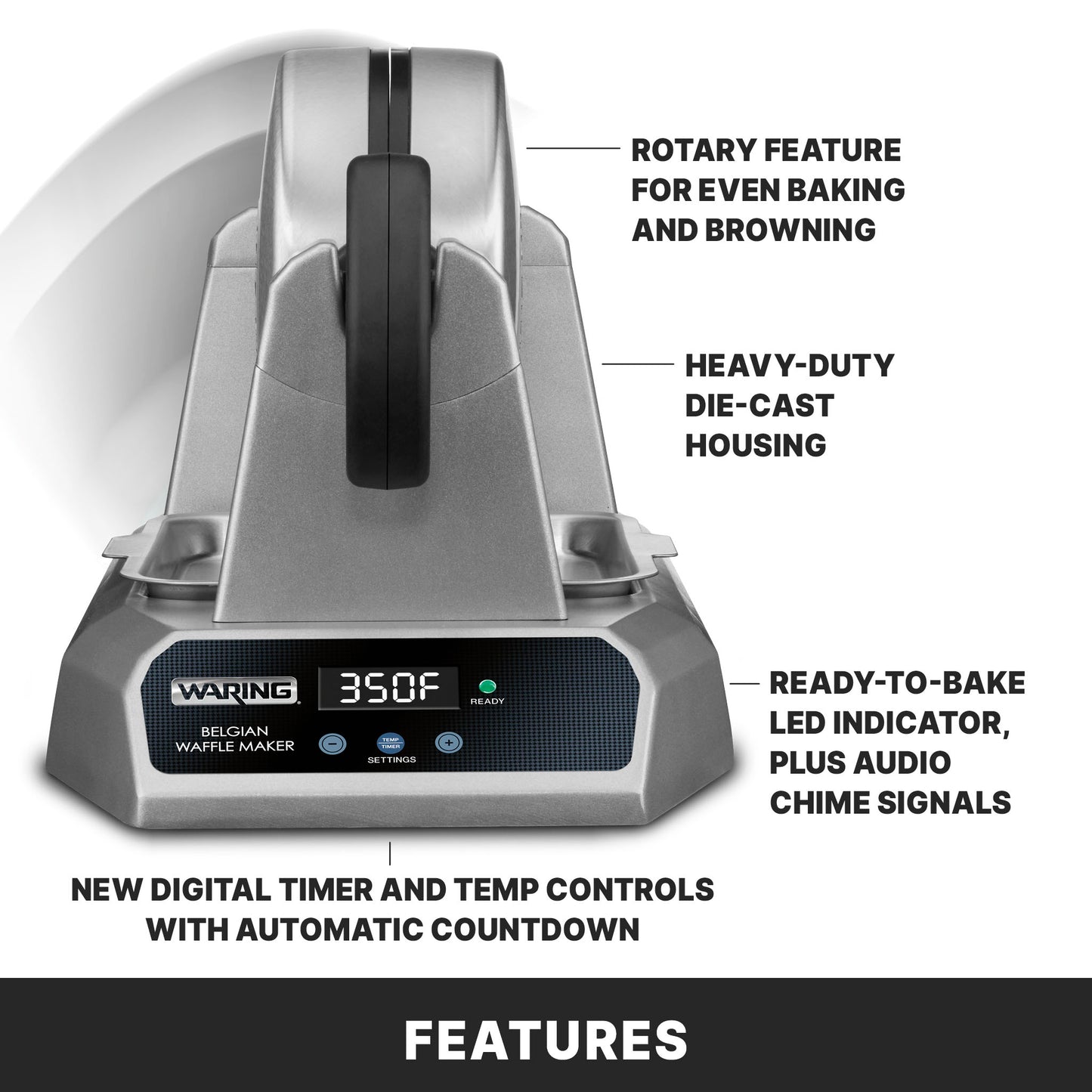 Waring Belgian Waffle Maker Single Timer 120V - WW185X