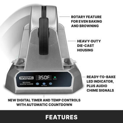 Waring Belgian Waffle Maker Single Timer 120V - WW185X