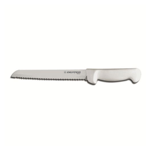 Bread Knife Scallop 8" Wht Hdl