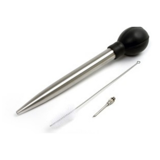 Jeringa Norpro Deluxe de acero inoxidable con aguja inyectora y cepillo de limpieza, capacidad de 1.5 oz - 5898