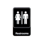 Vollrath Sign, "Restrooms" 6" x 9" White On Black - 5617