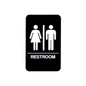 Vollrath Sign, "Restrooms" Braille 6" x 9" White On Black - 5633