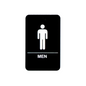 Vollrath Sign, "Men" Braille6" x 9" White On Black - 5635