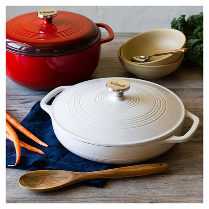 Lodge Casserole 3.6 Qt Round with Cover Stainless Steel Knob Oyster White - EC3CC13