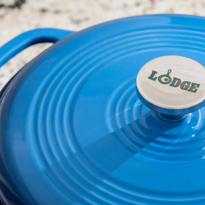 Lodge 荷兰锅，7.5 夸脱，搪瓷铸铁，蓝色外观 - EC7D33