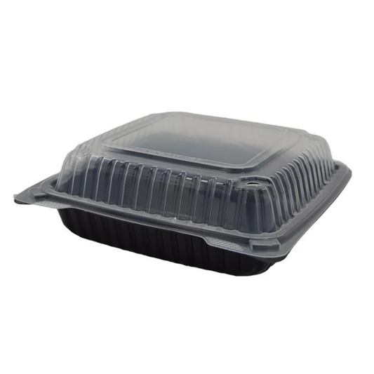 Maple Trade 6″ PP Hinged Clamshell Black Vented - CS240 - PPH-61