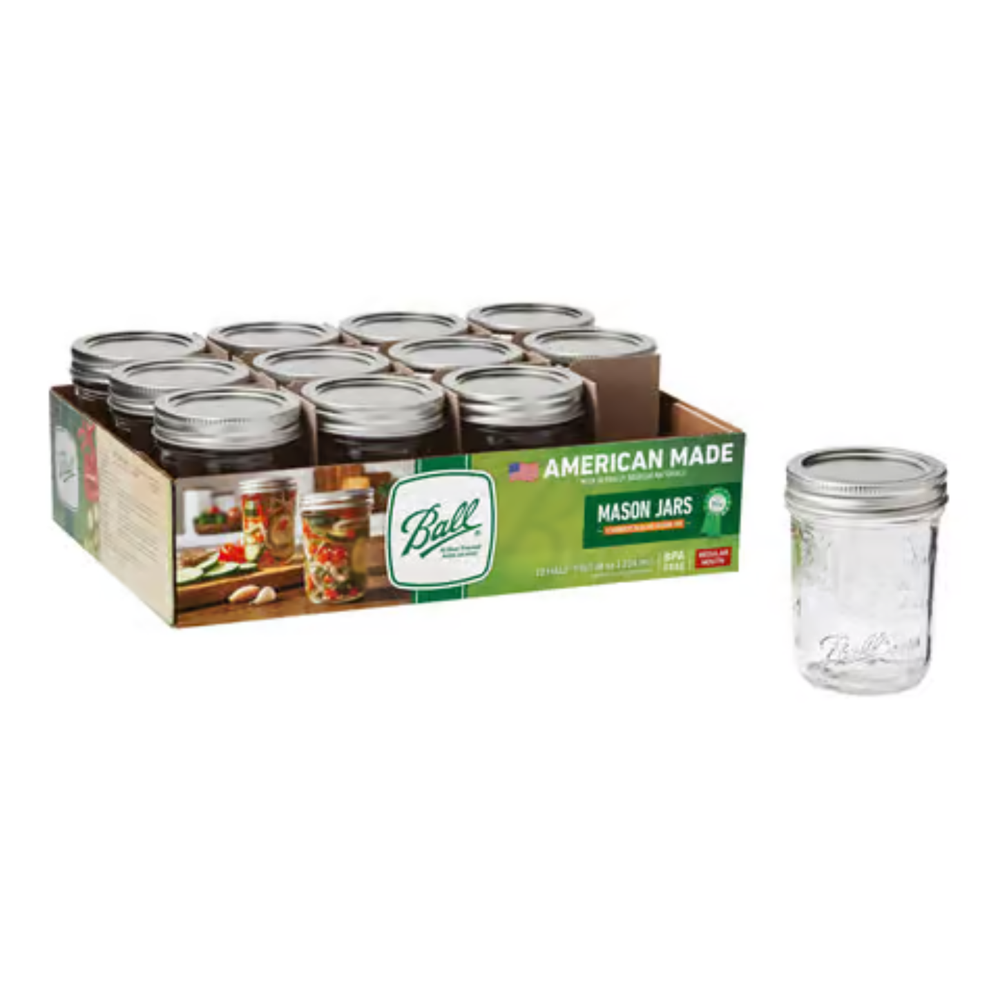 Ball Regular Mouth Canning Jar 8 oz 1/2 Pint - 62294