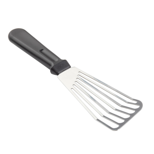 Espátula para pescado TableCraft, mango negro, hoja de acero inoxidable