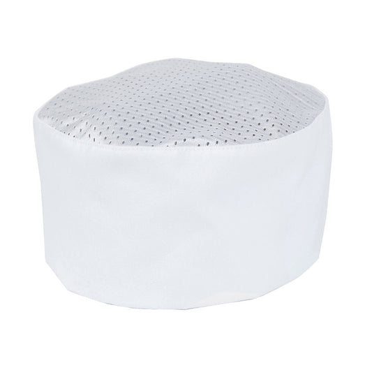 Baker's Skull Cap Mesh Top Wht - MTOM60070WH