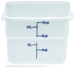 Cambro Food Container, 12 qt, White "CamSquare Poly" - 12SFSP148