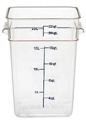 Cambro Food Container, 22 qt, Clear "CamSquare" - 22SFSCW-135