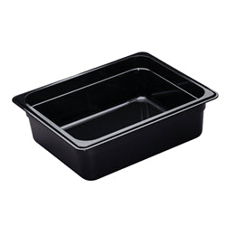 Cambro Camwear Food Pan, Plastic, 1/2 Size, 4" Deep, Polycarbonate, Black, NSF - 24CW-110