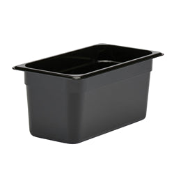 Cambro Camwear Food Pan, Plastic, 1/3 Size, 6" Deep, Polycarbonate, Black, NSF - 36CW-110