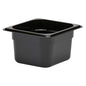 Cambro Camwear Food Pan, Plastic, 1/6 Size, 4" Deep, Polycarbonate, Black, NSF - 64CW-110