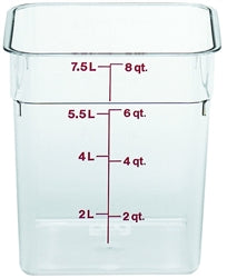 Cambro Food Container, 8 qt,clear "CamSquare" - 8SFSCW-135