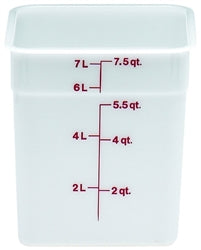 Cambro Food Container, 8 qt, White "CamSquare Poly" - 8SFSP148