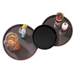 Cambro Non-Slip Polytread Tray, Round, 16" Dia, Non-Skid, Black - PT1600110