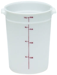 Cambro Food Container, 8qt Round - White - CAMRFS8148