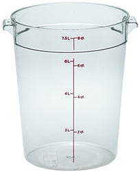 Cambro Food Container, 8qt Round - Clear - RFSCW8-135