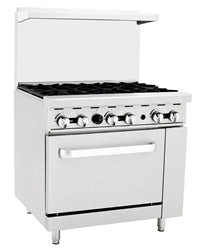 Atosa 36" Gas Range, 6 Burners with Large Oven -  AGR-6B-NG