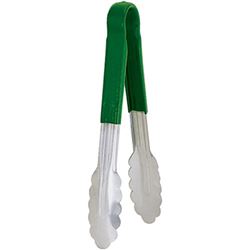 Tong, 9", w/Plastic Hndl Green