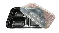 Maple Trade Plastic Container 3 Compartment 30oz Black - CS