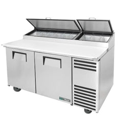 TRUE Refrigerators, Pizza Prep Table - 2 Section - TPP-AT-67-HC