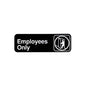 Vollrath Sign, "Employees Only" 3" x 9" White On Black - 4506