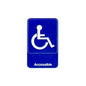 Vollrath Sign, "Accessible"Braille 6" x 9" White On Blue - 5644