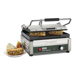 Waring Panini Grill, Large Single, Ribbed - 120V - WPG250