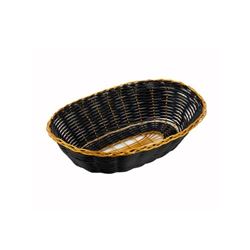 Winco - Basket, 9" Oval Plastic - Black/Gold - PWBK-9V